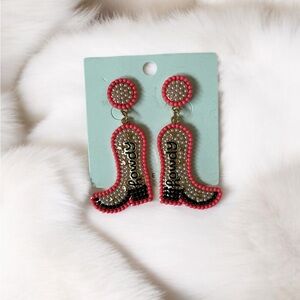 Pink and Black Boot Earrings